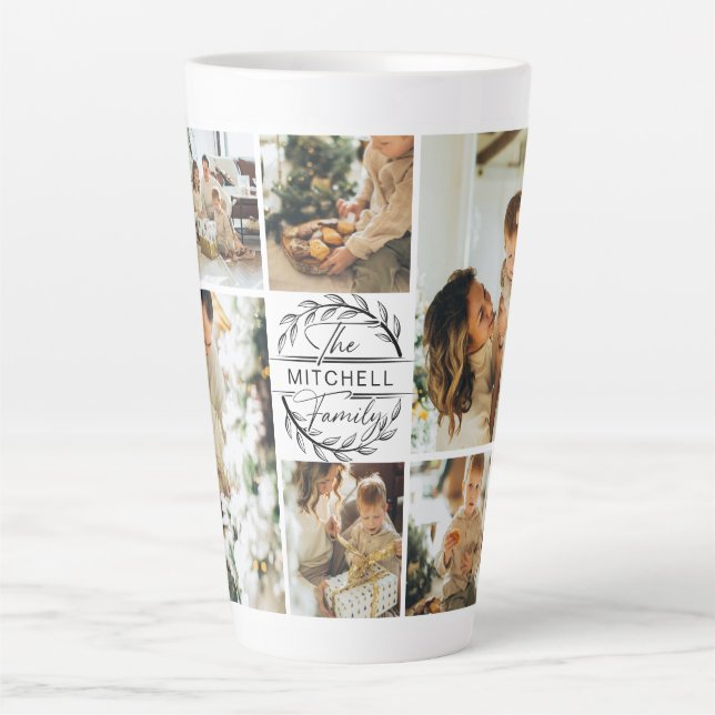 Moderne Schwarz-Weiß-Familienfotografie-Kollage-Sa Milchtasse (Vorderseite)