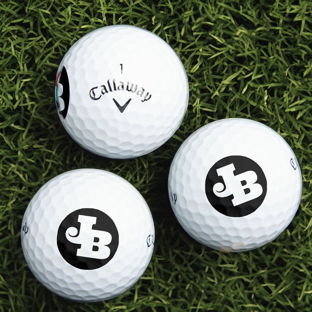Moderne Schwarz-Weiß-Fett-Initialen für Monogramm Golfball (Golf Balls with Interlocked Logo Initials)