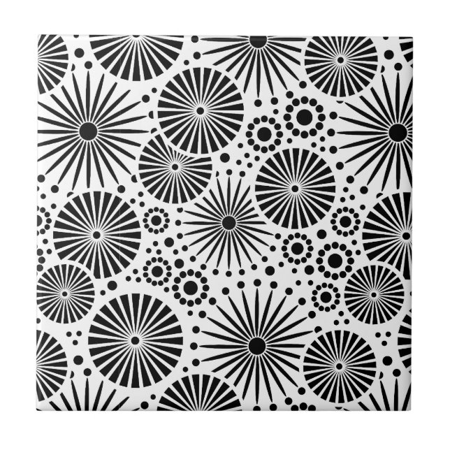 Moderne Schwarz-Weiß-Fliesen Fliese (Vorderseite)