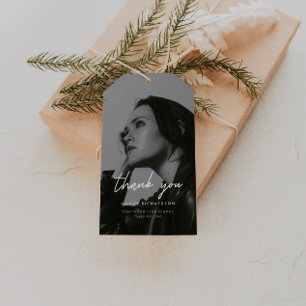 Moderne Schwarz-Weiß-Foto-Abschluss-Danke Geschenkanhänger