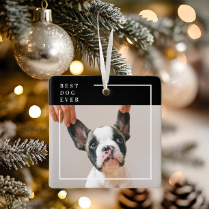 Moderne Schwarz-Weiß-Foto „Bester Hund Aller Zeite Keramikornament