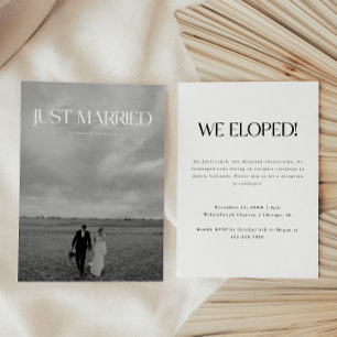 Moderne Schwarz-Weiß-Foto-Elopement-Hochzeitsfeier Einladung