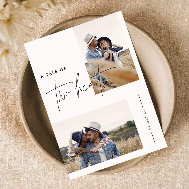 Moderne Schwarz-Weiß-Foto-Hochzeit Einladung (Von Creator hochgeladen)