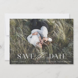 Moderne Schwarz-Weiß-Foto-Hochzeit Rett Save The Date