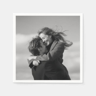 Moderne Schwarz-Weiß-Foto-Hochzeitsservietten Serviette