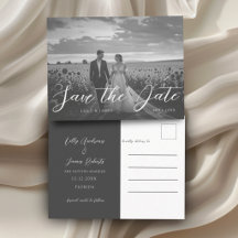 Moderne Schwarz-Weiß-Foto Save-the-Date-Karte