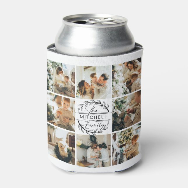 Moderne Schwarz-Weiß-Fotocollage Keepake kann Dosenkühler (Kanne Vorderseite)