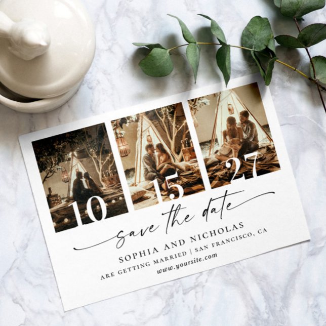 Moderne Schwarz-Weiß-FotoCollage - Minimalistisch Save The Date (Von Creator hochgeladen)