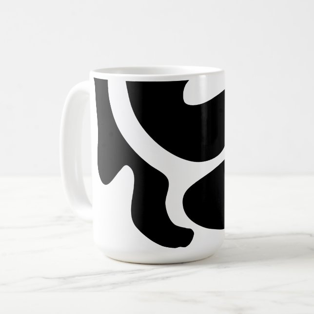 Moderne Schwarz-Weiß-Freiform-Muster Kaffeetasse (Vorderseite Links)