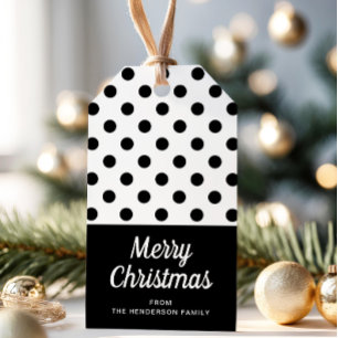 Moderne Schwarz-Weiß frohe Weihnachten Geschenkanhänger