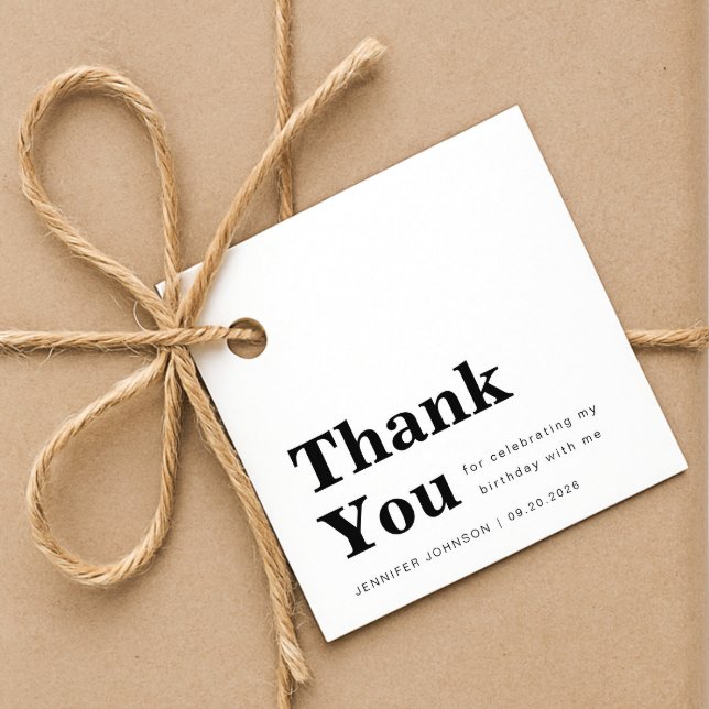 Moderne Schwarz-Weiß-Geburtstags Geschenkanhänger (Modern Black & White Birthday Favor Tags
)