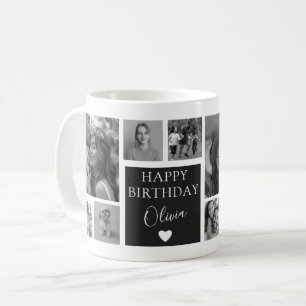 Moderne Schwarz-Weiß-Geburtstagsfeier 11 Foto Kaffeetasse