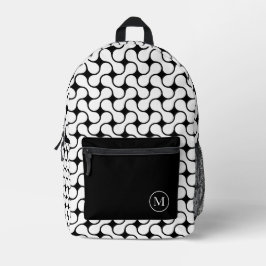 Moderne Schwarz-Weiß-Geometrie Bedruckter Rucksack