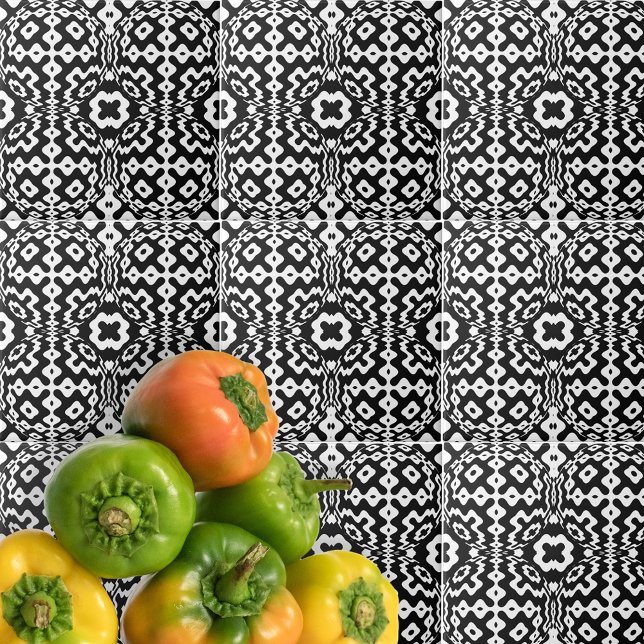 Moderne Schwarz-Weiß-Geometrie Fliese (Von Creator hochgeladen)