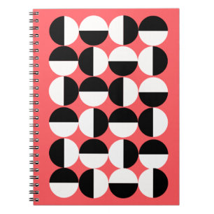 Moderne Schwarz-Weiß-Geometrie-Kreise Notizbuch Notizblock