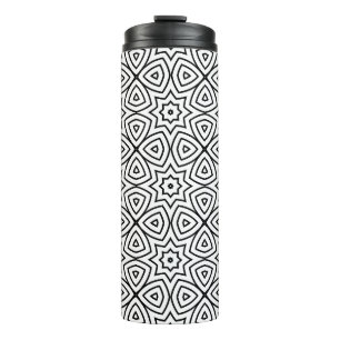 Moderne Schwarz-Weiß-Geometrie-Muster  Thermosbecher