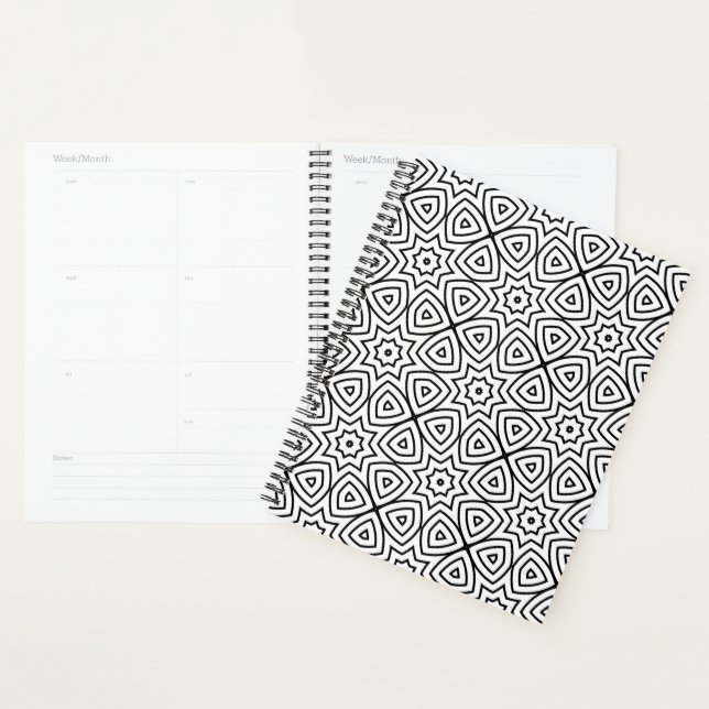 Moderne Schwarz-Weiß-Geometrie  Planer (Anzeige)