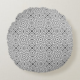 Moderne Schwarz-Weiß-Geometrie  Rundes Kissen