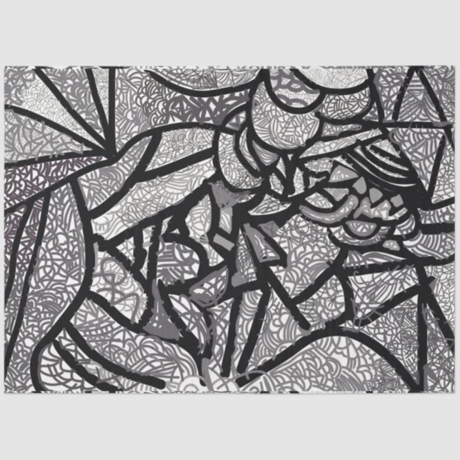 Moderne Schwarz-Weiß-Geometrie Seidenpapier (Vorderseite)