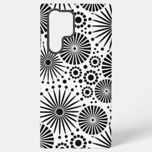 Moderne Schwarz-Weiß-Geometrische Blumen-Sonnenstr Samsung Galaxy Hülle