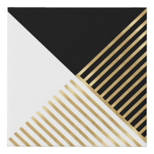Moderne Schwarz-weiß geometrische Goldrapare Künstlicher Leinwanddruck
