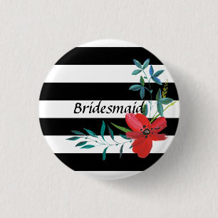 Moderne, schwarz-weiß gestreifte Bridesmaid-Taste Button