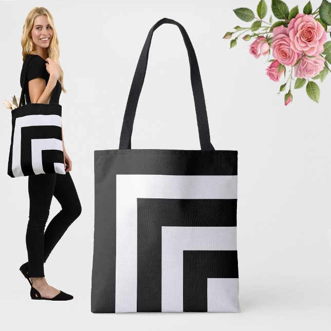 Moderne schwarz-weiß gestreifte Totttasche (Von Creator hochgeladen)