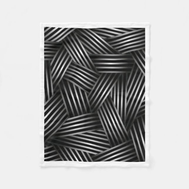 Moderne Schwarz-Weiß-Gewebe-Streifen Fleece-Decke Fleecedecke (Vorderseite)