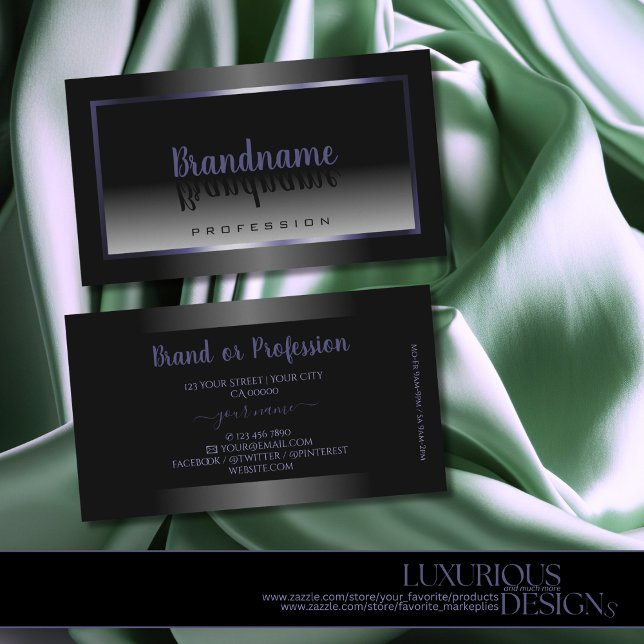 Moderne Schwarz-Weiß-Gradient Blue Frame Elegant Visitenkarte (Von Creator hochgeladen)