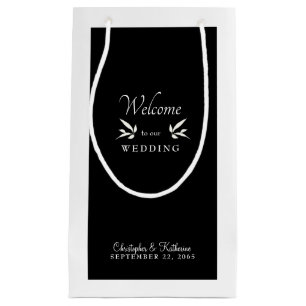 Moderne Schwarz-Weiß-Hochzeit Begrüßung Kleine Geschenktüte