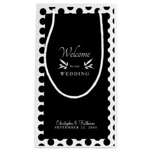 Moderne Schwarz & Weiß Hochzeit Begrüßung Kleine Geschenktüte