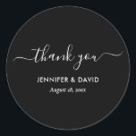 Moderne Schwarz-Weiß-Hochzeit Danke Stickers<br><div class="desc">Moderne Hochzeitskunst in Schwarz/Weiß bedankt sich bei den Aufklebern mit einem modernen Script-Schriftart. Matching-Elemente verfügbar.</div>
