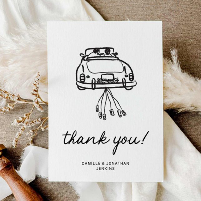 Moderne Schwarz-Weiß-Hochzeit Dankeschön Karte (Modern Simple Black and White Wedding Thank you card with message)