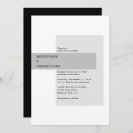 Moderne Schwarz-Weiß-Hochzeit Einladung