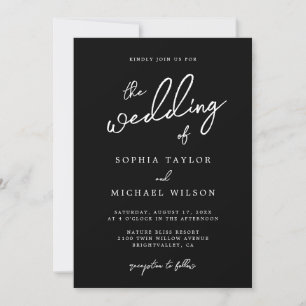 Moderne Schwarz-Weiß-Hochzeit Einladung