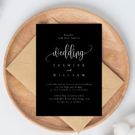 Moderne Schwarz-Weiß-Hochzeit Einladung