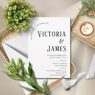 Moderne Schwarz-Weiß-Hochzeit Einladung