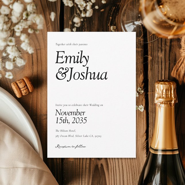 Moderne Schwarz-Weiß-Hochzeit Einladung (Von Creator hochgeladen)