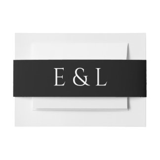 Moderne Schwarz-Weiß-Hochzeit Einladungsbanderole