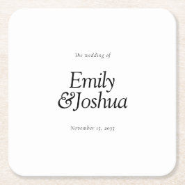 Moderne Schwarz-Weiß-Hochzeit Rechteckiger Pappuntersetzer