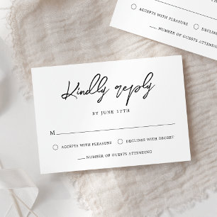 Moderne Schwarz-Weiß-Hochzeit RSVP Karte