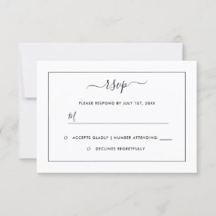 Moderne Schwarz-Weiß-Hochzeit RSVP Karte