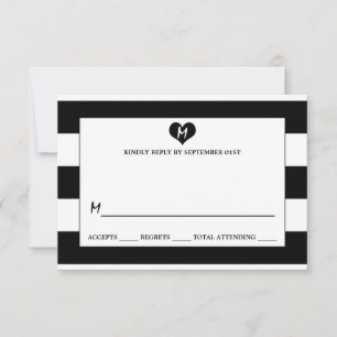 Moderne Schwarz-Weiß-Hochzeit RSVP Karte