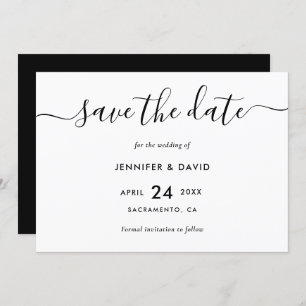 Moderne Schwarz-Weiß-Hochzeit Save The Date