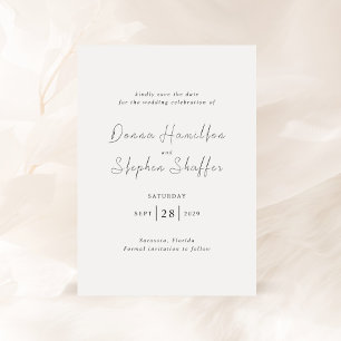 Moderne Schwarz-Weiß-Hochzeit Save The Date