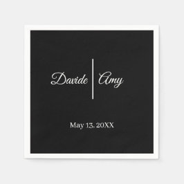 Moderne Schwarz-Weiß-Hochzeit Serviette