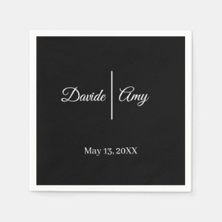 Moderne Schwarz-Weiß-Hochzeit Serviette