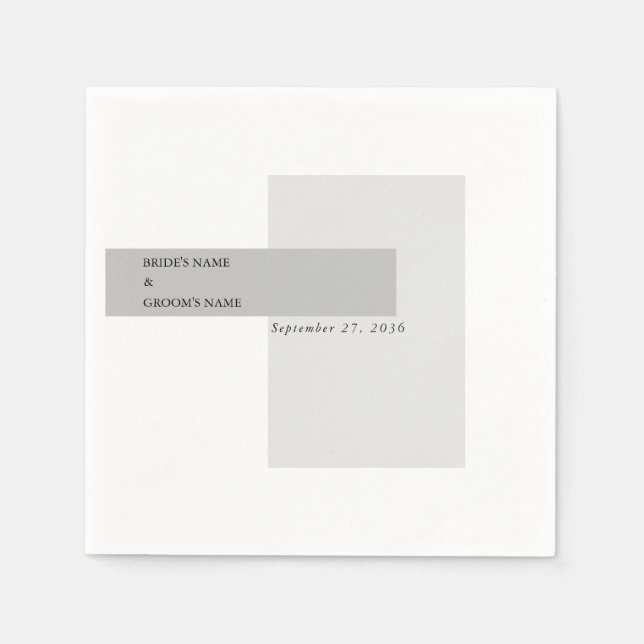 Moderne Schwarz-Weiß-Hochzeit Serviette (Vorderseite)