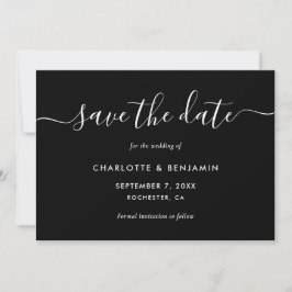 Moderne Schwarz-Weiß-Hochzeit spart das Datum Save The Date