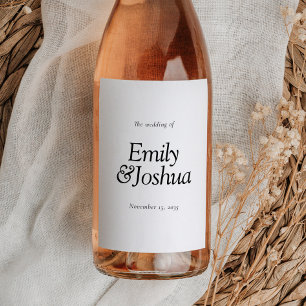 Moderne Schwarz-Weiß-Hochzeit Weinetikett